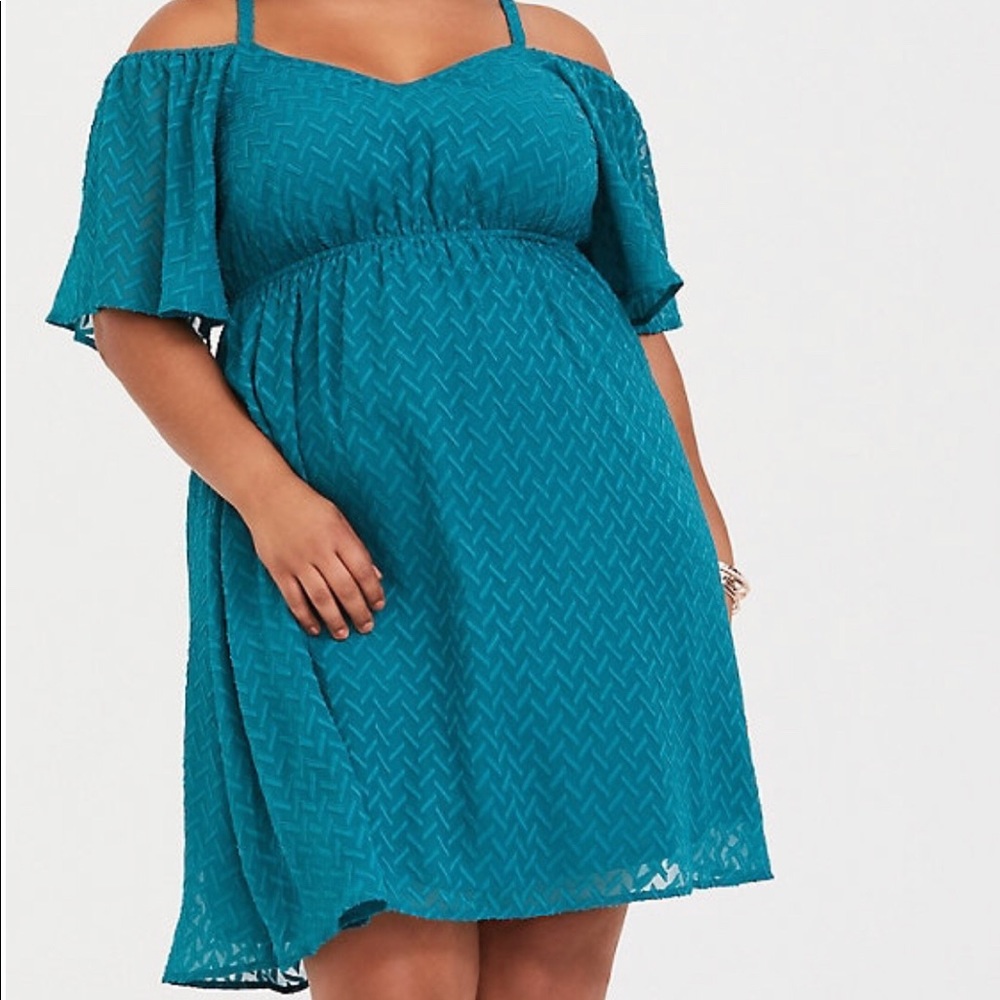 Torrid Cold Shoulder Chiffon Skater Dress
